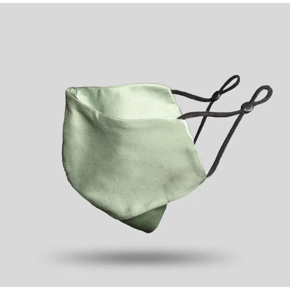 Sage Green Silky Satin Cloth Fashion Face Mask NEW Women's Washable Luxury